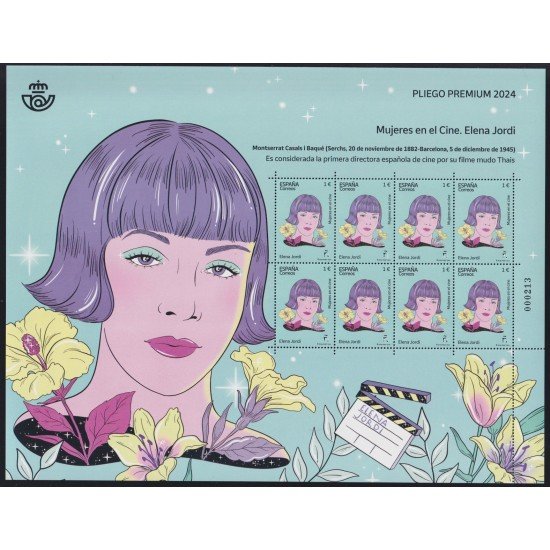 España Pliego Premium 160 2024 Mujeres del cine Elena Jordi MNH España Pliego Premium 160 2024 Mujeres del cine Elena Jordi MNH