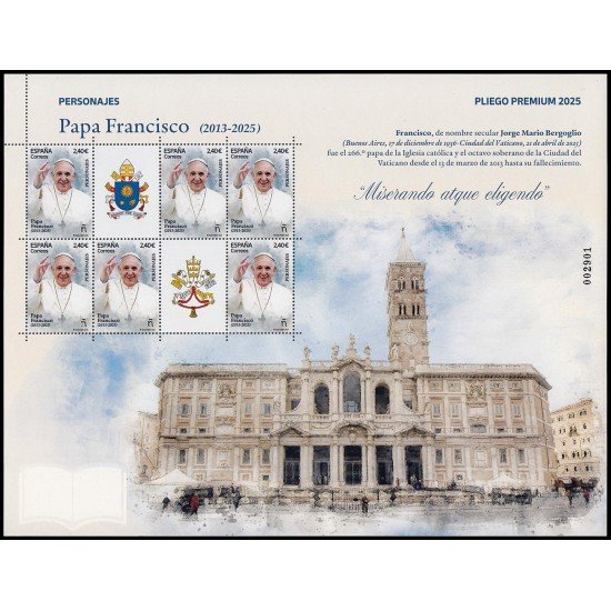 España Pliego Premium 177 Personajes Papa Francisco 2013-2025 MNH España Pliego Premium 177 Personajes Papa Francisco 2013-2025 MNH