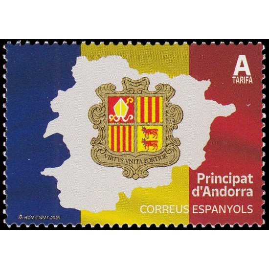 Andorra Española 567 2025 Bandera y escudo de Andorra MNH Tarifa A Andorra Española 567 2025 Bandera y escudo de Andorra MNH Tarifa A