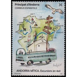 Andorra Española 574 2025 Andorra mítica Excursions en 4x4 MNH Andorra Española 574 2025 Andorra mítica Excursions en 4x4 MNH