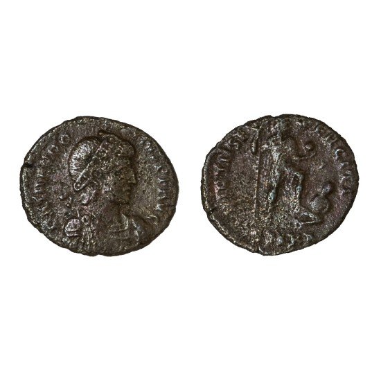 Moneda Imperio Romano Maiorina Teodosio I 387-392 d.C. Moneda Imperio Romano Maiorina Teodosio I 387-392 d.C.