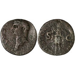 Moneda Imperio Romano As Claudio I después de 41 d.C.