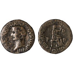 Moneda Imperio Romano Dupondio provincial Tiberio 27-28 d.C.