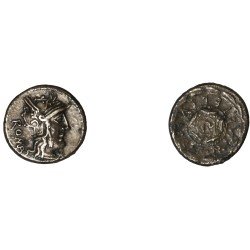 Moneda Imperio Romano Denario imitativo M. Caecilius Metellus después de 127 a.C Moneda Imperio Romano Denario imitativo M. Caecilius Metellus después de 127 a.C
