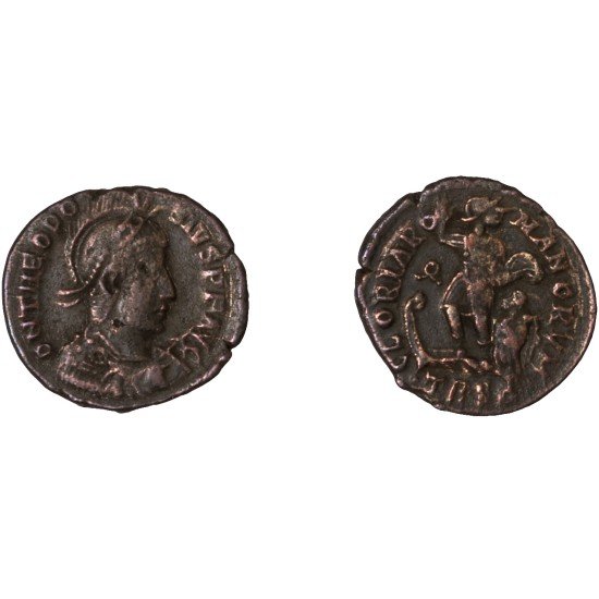 Moneda Imperio Romano Maiorina Teodosio I 383-386 d.C. Moneda Imperio Romano Maiorina Teodosio I 383-386 d.C.