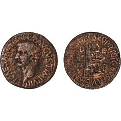 Moneda Imperio Romano Dupondio provincial Tiberio 27-28 d.C.