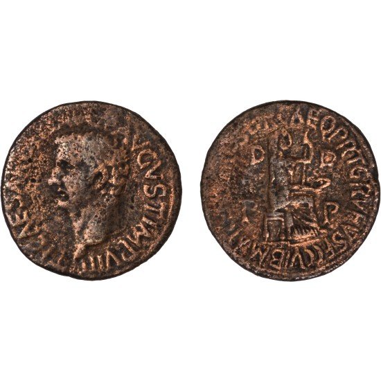 Moneda Imperio Romano Dupondio provincial Tiberio 27-28 d.C. Moneda Imperio Romano Dupondio provincial Tiberio 27-28 d.C.