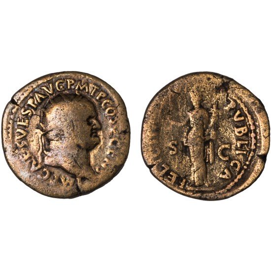 Moneda Imperio Romano Dupondio Vespasiano 74 d.C.