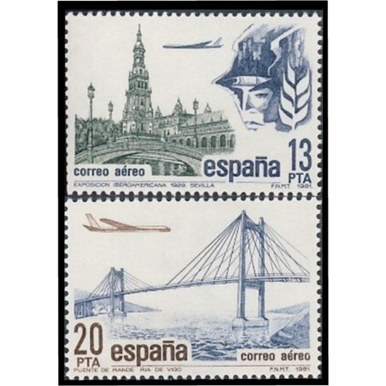España Spain 2635/36 1981 Correo aéreo MNH España Spain 2635/36 1981 Correo aéreo MNH
