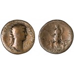 Moneda Imperio Romano Dupondio Adriano 128 d.C.