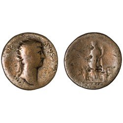 Moneda Imperio Romano Dupondio Adriano 128 d.C.