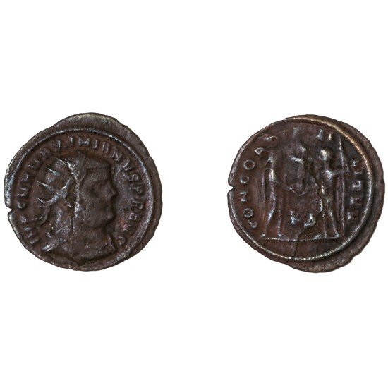 Moneda Imperio Romano Radiado post reforma Maximiano 295-299 d.C. Moneda Imperio Romano Radiado post reforma Maximiano 295-299 d.C.