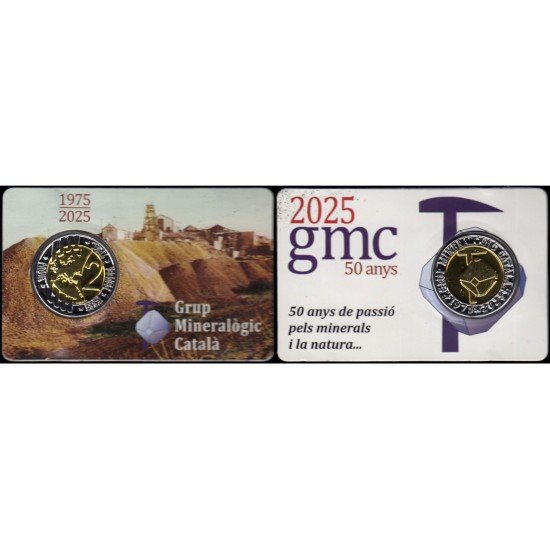 Catalunya prueba individual 2€ 50 Anys de Grup Mineralògic Català GMC 2025 Catalunya prueba individual 2€ 50 Anys de Grup Mineralògic Català GMC 2025