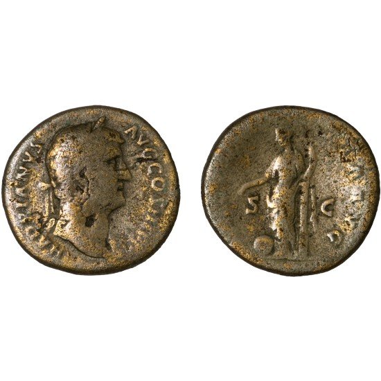 Moneda Imperio Romano Sestercio Adriano 135 d.C.