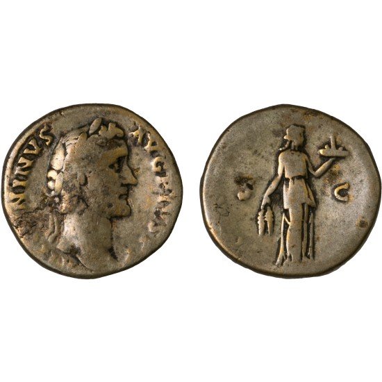 Moneda Imperio Romano Sestercio Antonino Pío 139 d.C.