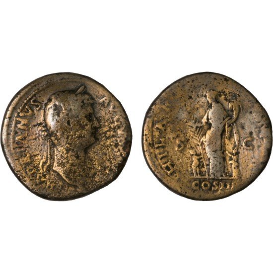 Moneda Imperio Romano Sestercio Adriano 128 d.C. Moneda Imperio Romano Sestercio Adriano 128 d.C.