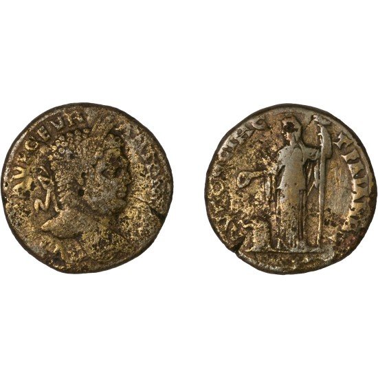 Moneda Imperio Romano Tetrassarion Caracalla 211-217 d.C.