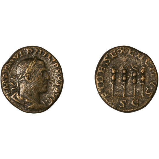 Moneda Imperio Romano Sestercio Filipo I 249 d.C.