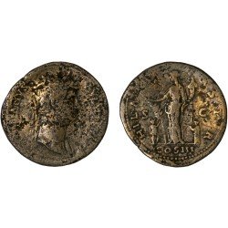 Moneda Imperio Romano Sestercio Adriano 128 d.C.