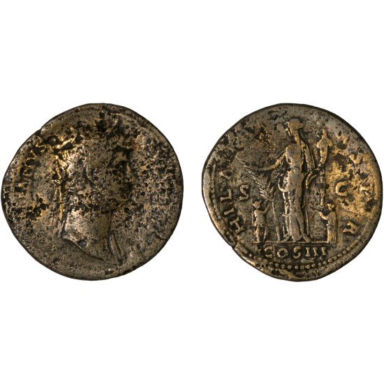 Moneda Imperio Romano Sestercio Adriano 128 d.C. Moneda Imperio Romano Sestercio Adriano 128 d.C.