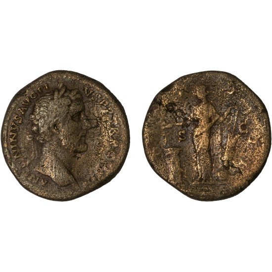 Moneda Imperio Romano Sestercio Antonino Pío 144 d.C. Moneda Imperio Romano Sestercio Antonino Pío 144 d.C.