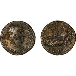 Moneda Imperio Romano Sestercio Adriano 136 d.C.