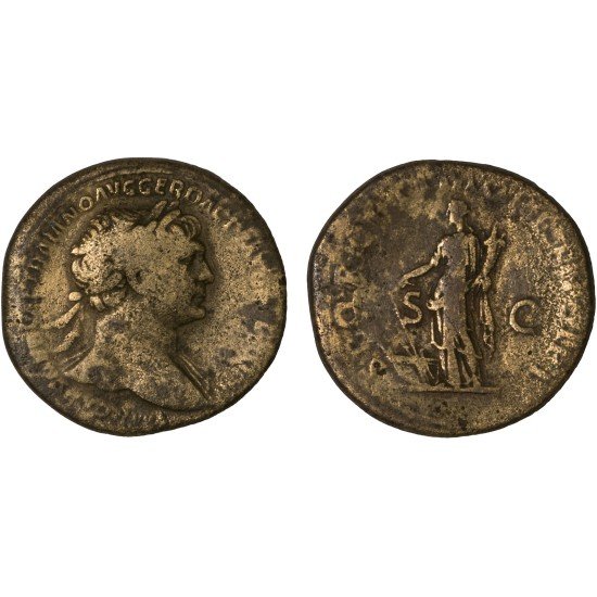 Moneda Imperio Romano Sestercio Trajano 103-111 d.C. Moneda Imperio Romano Sestercio Trajano 103-111 d.C.