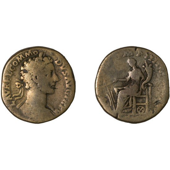 Moneda Imperio Romano Sestercio Cómodo 180 d.C. Moneda Imperio Romano Sestercio Cómodo 180 d.C.