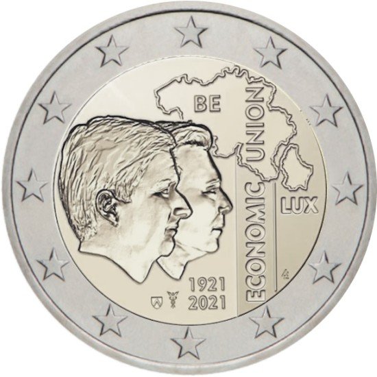 Bélgica 2021 2 € euros conmemorativos Unión económica BLEU Bélgica 2021 2 € euros conmemorativos Unión económica BLEU