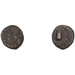 Moneda Imperio Romano Cuadrante Claudio I 41 d.C.