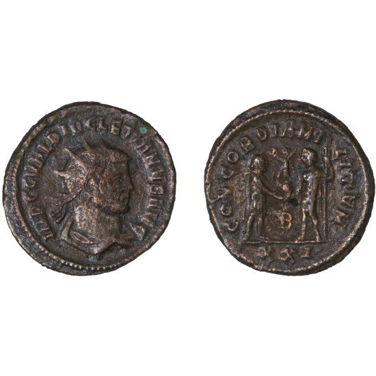 Moneda Imperio Romano Radiado post reforma Diocleciano 295-298 d.C. Moneda Imperio Romano Radiado post reforma Diocleciano 295-298 d.C.