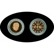 Bélgica 20 ecus 1991 Balduino Bimetálica oro plata