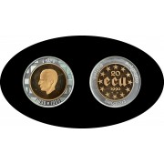 Bélgica 20 ecus 1990 Balduino Bimetálica oro plata