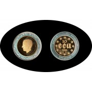 Bélgica 10 ecus 1991 Balduino Bimetálica oro plata