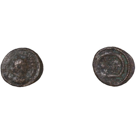 Moneda Imperio Romano ¼ de maiorina Valentiniano II 383 d.C. Moneda Imperio Romano ¼ de maiorina Valentiniano II 383 d.C.