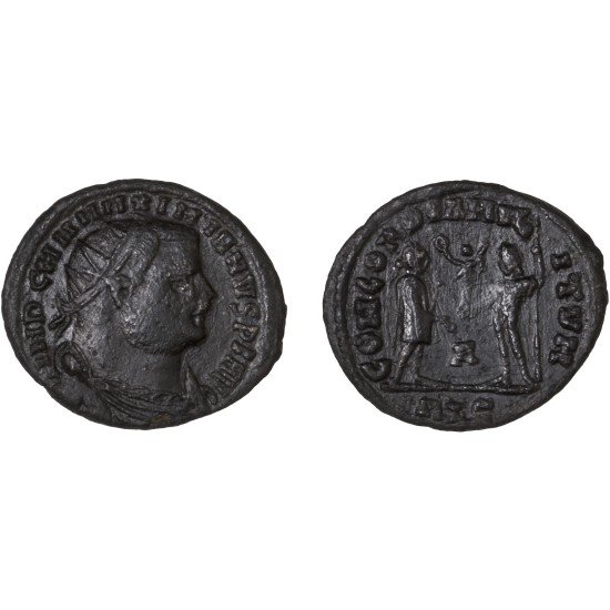 Moneda Imperio Romano Radiado Maximiano 296-297 d.C.