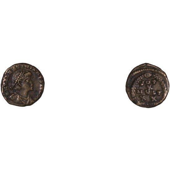 Moneda Imperio Romano ¼ de maiorina Valentiniano II después de 379 d.C. Moneda Imperio Romano ¼ de maiorina Valentiniano II después de 379 d.C.