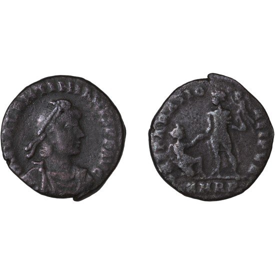 Moneda Imperio Romano Maiorina Valentiniano II 383-387 d.C. Moneda Imperio Romano Maiorina Valentiniano II 383-387 d.C.