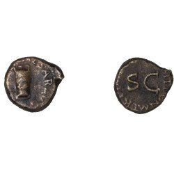 Moneda Imperio Romano Cuadrante  Claudio I  42 d.C.