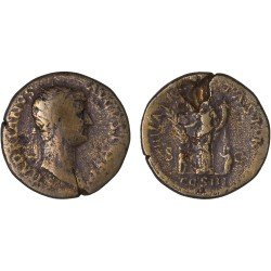 Moneda Imperio Romano Dupondio Adriano 128 d.C.
