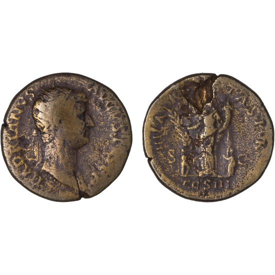 Moneda Imperio Romano Dupondio Adriano 128 d.C. Moneda Imperio Romano Dupondio Adriano 128 d.C.