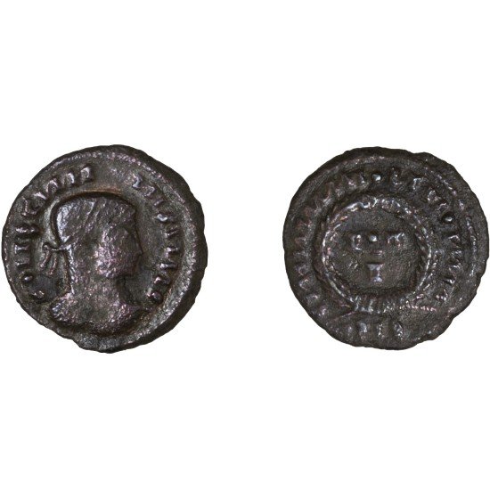 Moneda Imperio Romano Centenional imitativo Constantino II después de 324 d.C. Moneda Imperio Romano Centenional imitativo Constantino II después de 324 d.C.