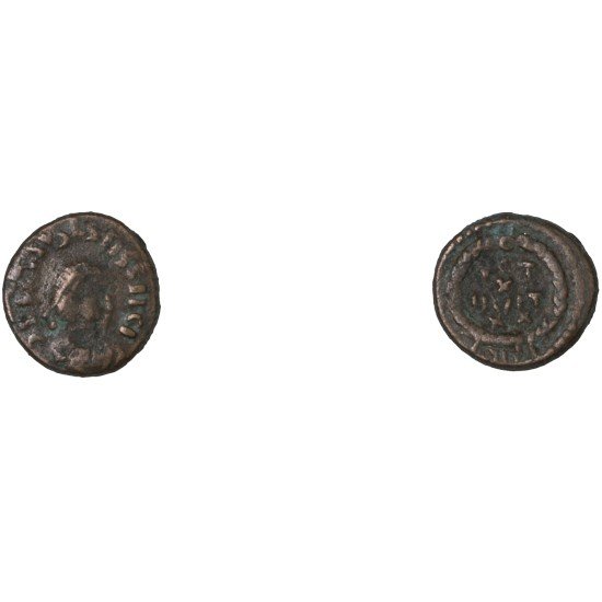 Moneda Imperio Romano ¼ de maiorina imitativa Teodosio I después de 379 d.C. Moneda Imperio Romano ¼ de maiorina imitativa Teodosio I después de 379 d.C.