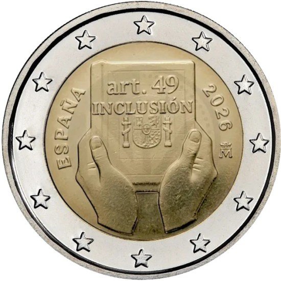 España 2026 2 € euros conmemorativos Incusión España 2026 2 € euros conmemorativos Incusión
