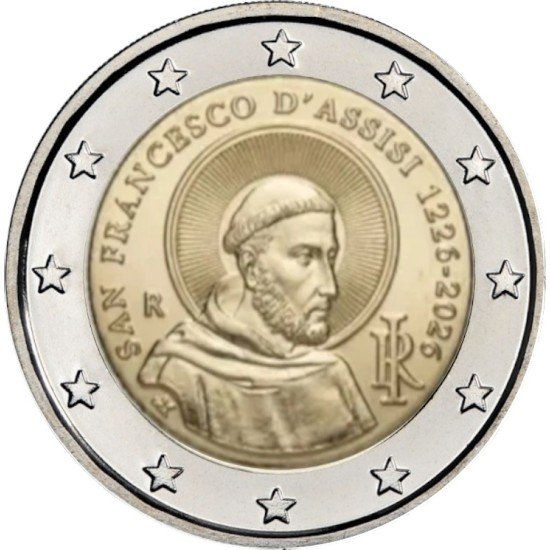 Italia 2026 2 € euros conmemorativos Francisco de Asís Italia 2026 2 € euros conmemorativos Francisco de Asís
