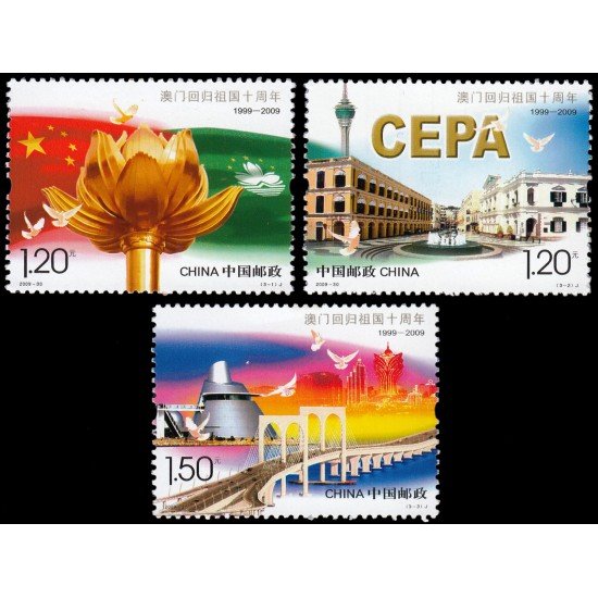 China 4690/92 2009 10 aniv. de la devolución de Macao a la madre patria MNH China 4690/92 2009 10 aniv. de la devolución de Macao a la madre patria MNH