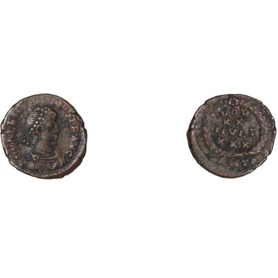 Moneda Imperio Romano ¼ de maiorina Valentiniano II 383 d.C. Moneda Imperio Romano ¼ de maiorina Valentiniano II 383 d.C.