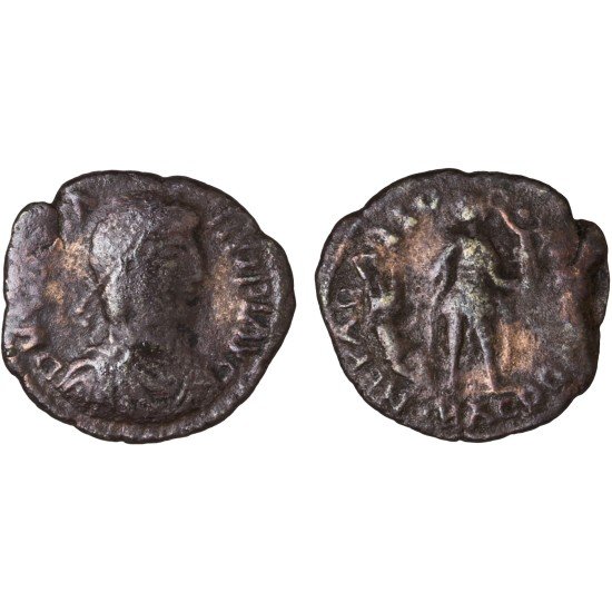 Moneda Imperio Romano Maiorina imitativa Graciano después de 379 d.C.