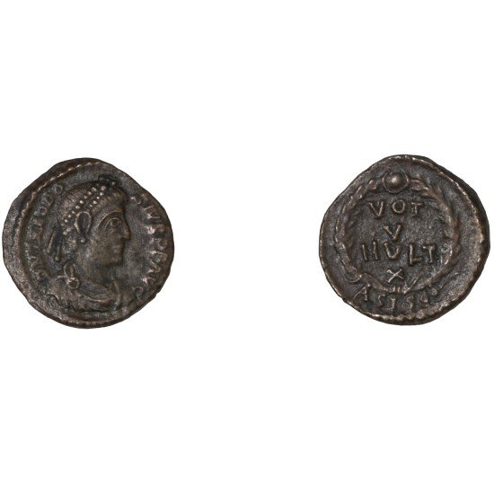 Moneda Imperio Romano ¼ de maiorina Teodosio I 379-383 d.C. Moneda Imperio Romano ¼ de maiorina Teodosio I 379-383 d.C.