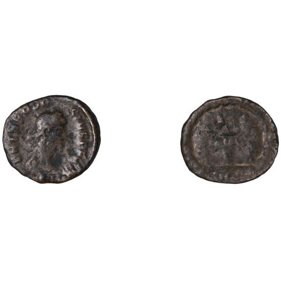 Moneda Imperio Romano ¼ de maiorina Teodosio I 379-383 d.C. Moneda Imperio Romano ¼ de maiorina Teodosio I 379-383 d.C.
